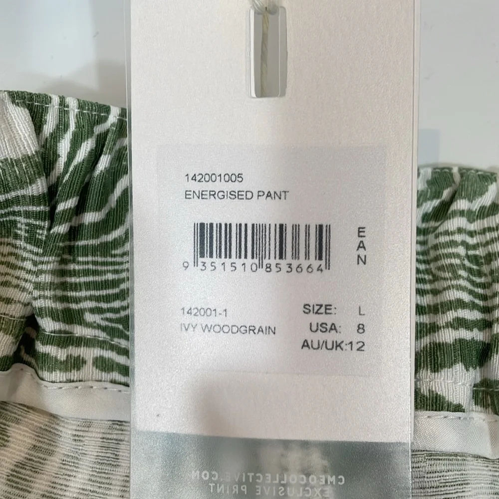 Anthropologie Pants NWT Size L Wide Leg Trouser Green Ivory Print - Picture 6 of 15